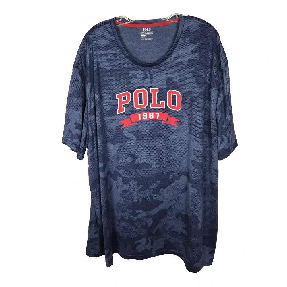 Polo Ralph Lauren Performance T-Shirt Mens 3XB Camo Big Tall Navy Active Casual